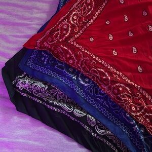 3 Bandanas: navy, blue, and red